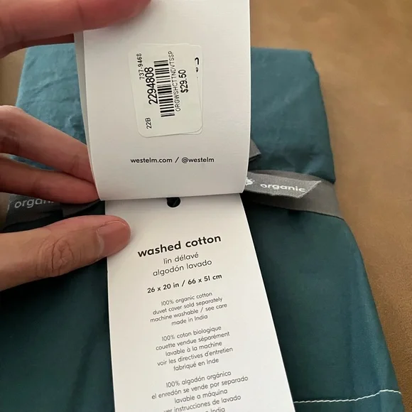 West Elm Organic Washed Cotton Standard Shams - Teal (2) - Picture 2 of 2